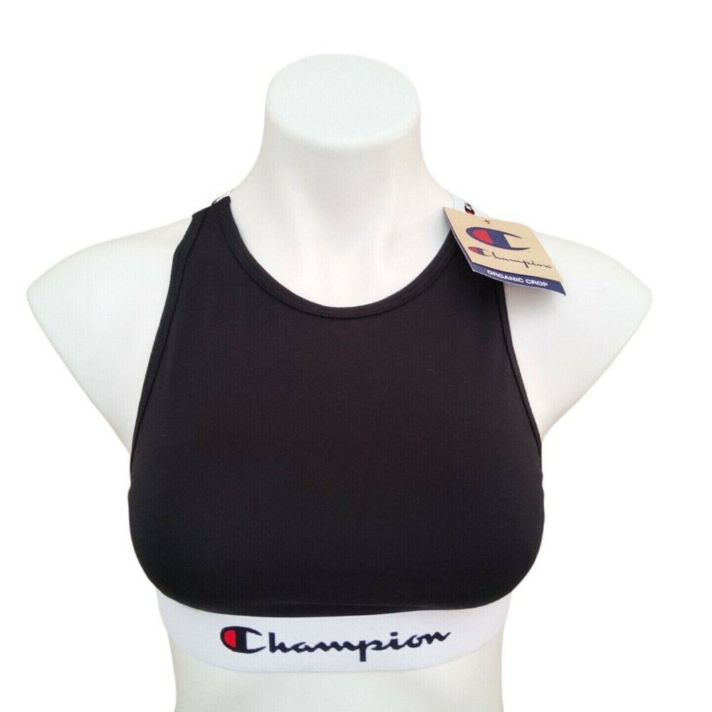 Champion Wireless Sports Bra Womens Size Medium Black Racerback Straps High Neck - Picture 5 of 8